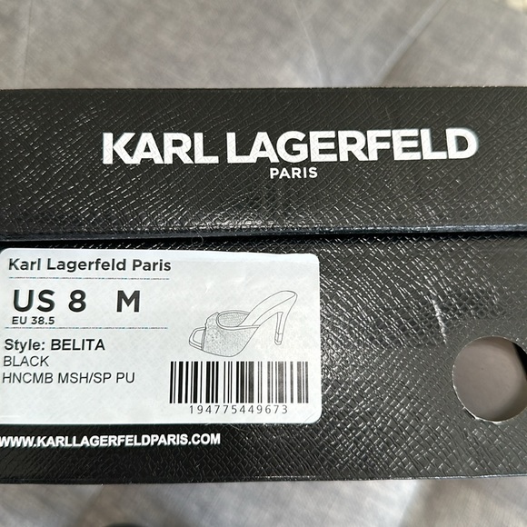 Karl Lagerfeld Paris Belita Black Suede Heeled Slide w/Gems - Picture 6 of 11